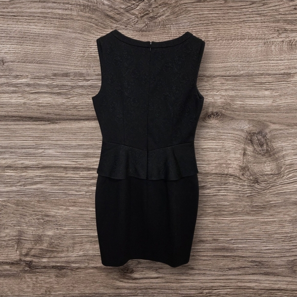 Tahari Black Asymmetrical Peplum Sheath Dress Size 8 - Picture 1 of 7